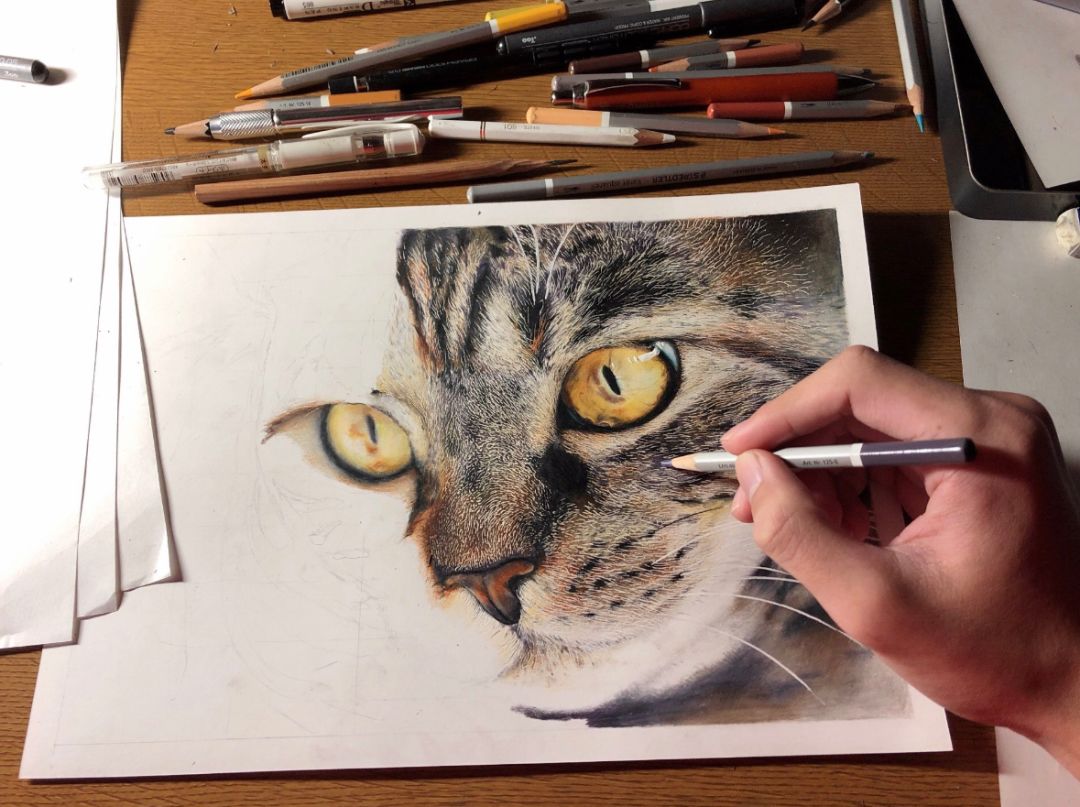 失明女孩铅笔画,手绘眼睛流泪铅笔画