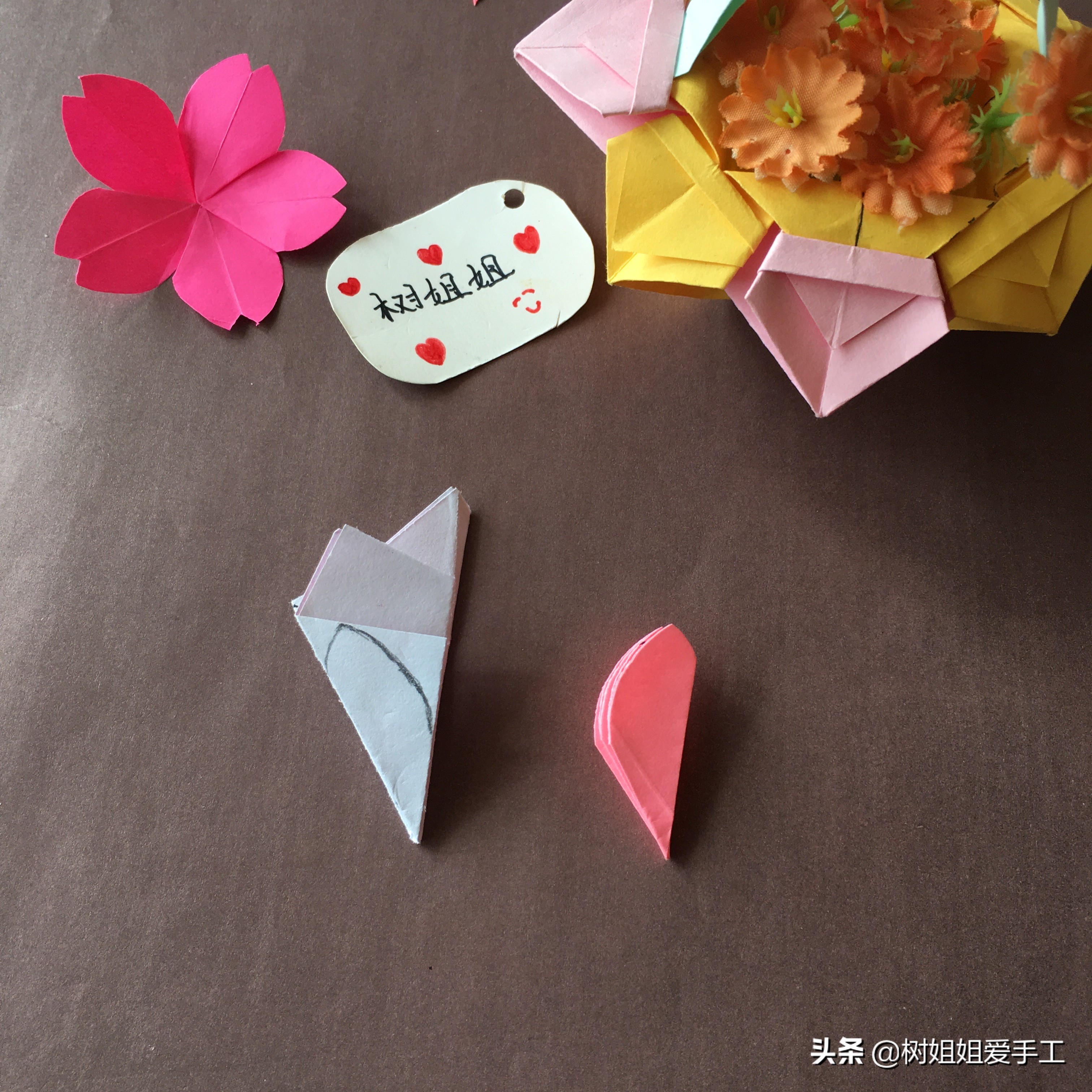 立体折纸樱花,立体樱花折纸