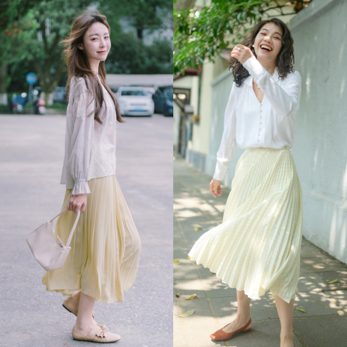 早秋衬衫搭配什么裙子,春天白色衬衫怎么搭配裙子才好看