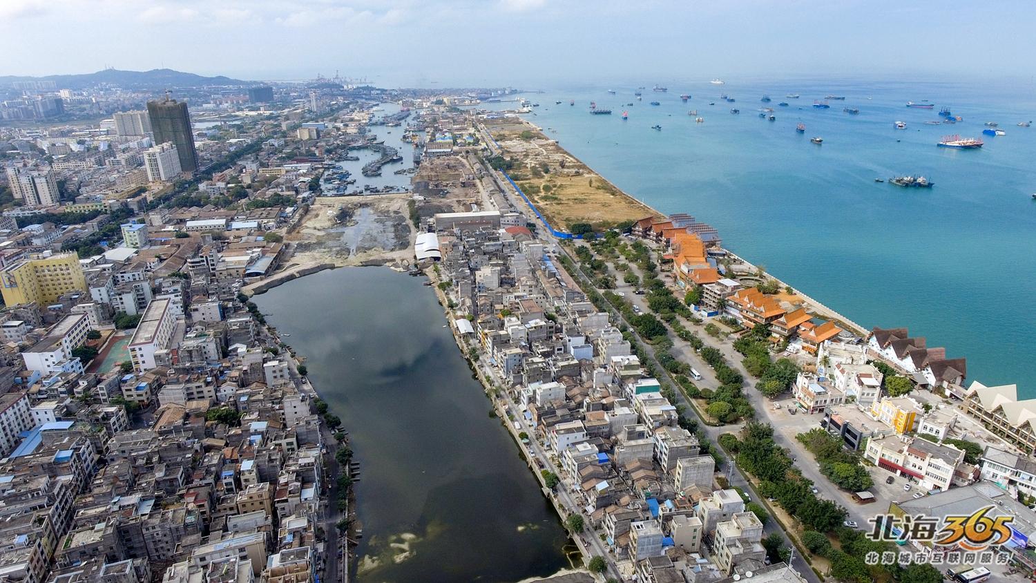 航拍北海第二湾,北海北岸震撼航拍