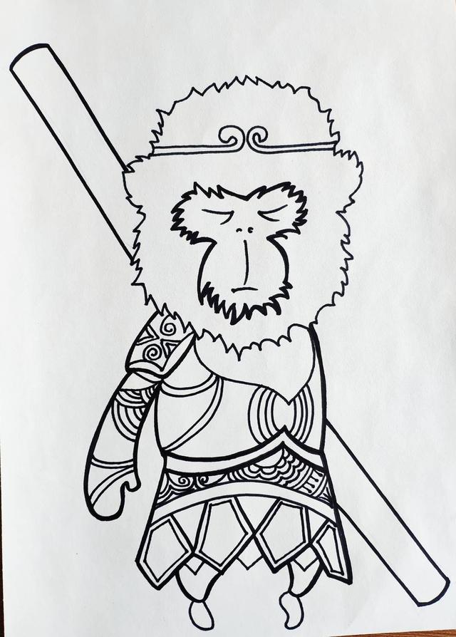 西游记连环画孙悟空线描,孙悟空的简单画法涂色