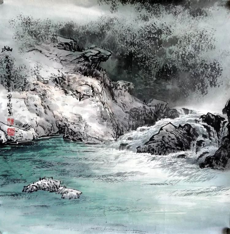 曾刚国画山水技法4,曾刚雪景国画山水画图片