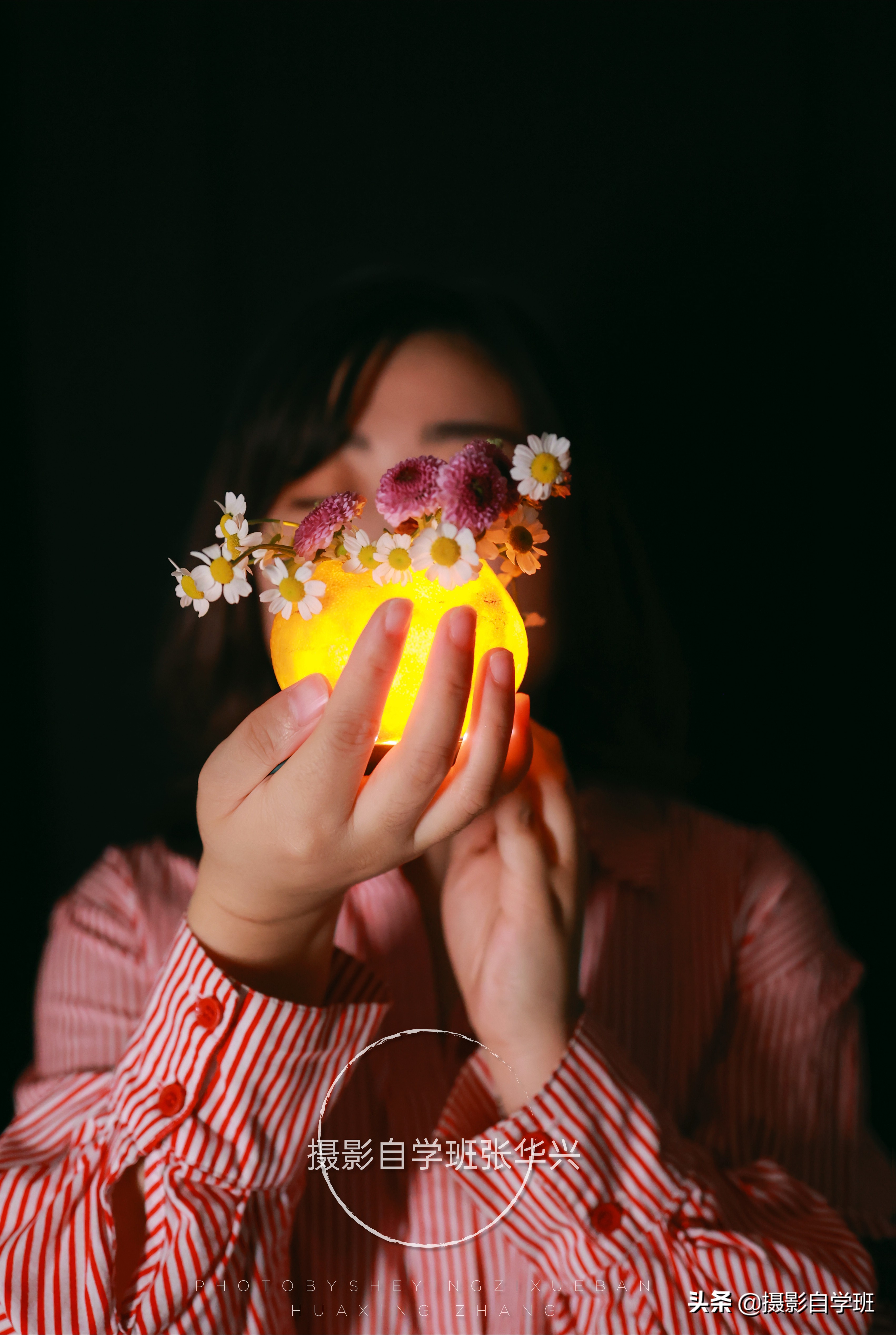 用水果皮做的灯拍照姿势,橘子灯创意拍摄