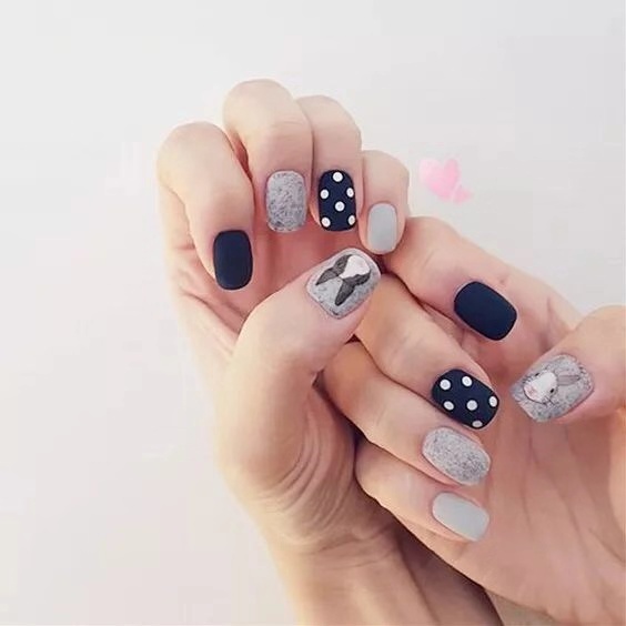 奶油皮纹法式格纹美甲教程,皮草胶美甲款式图案