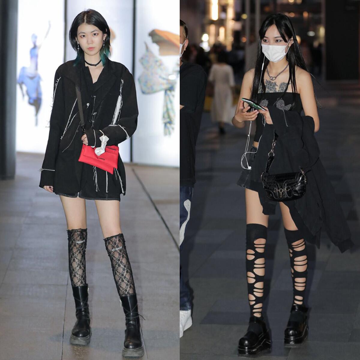 蕾丝长筒袜怎么穿教程,春天穿袜子的小技巧