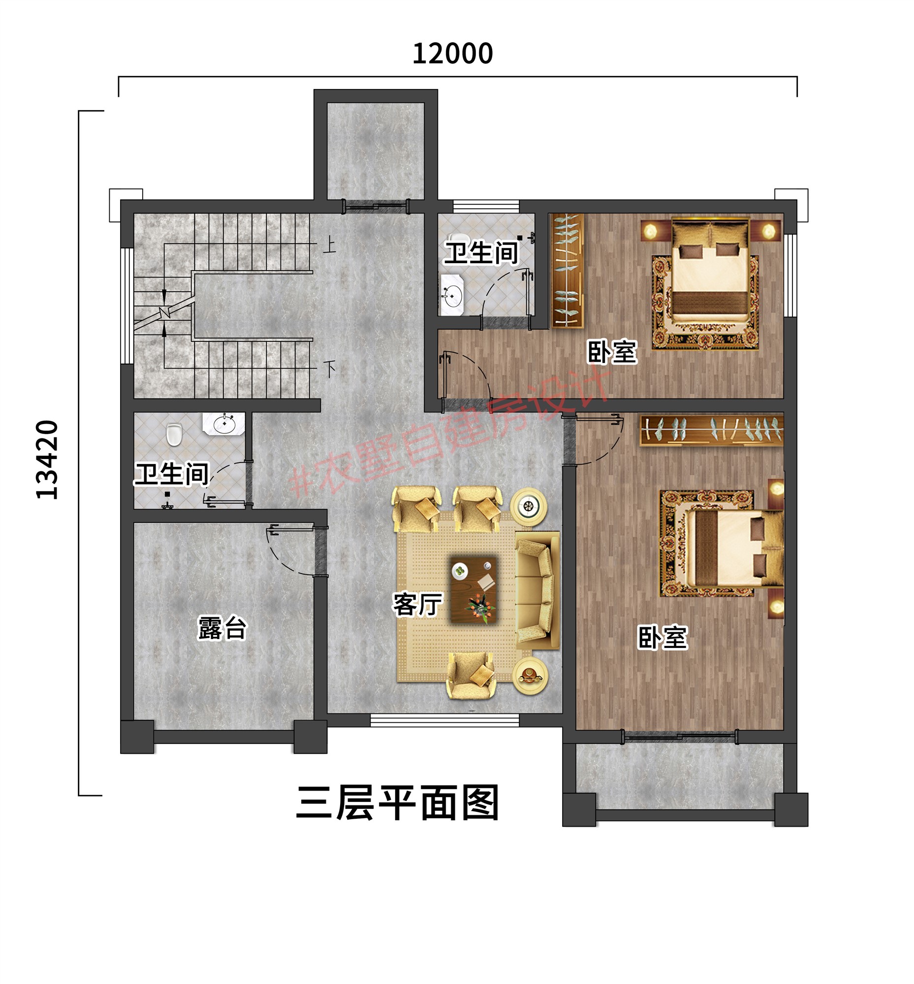 三层农村自建欧式风格别墅房,三层欧式别墅带露台自建房设计