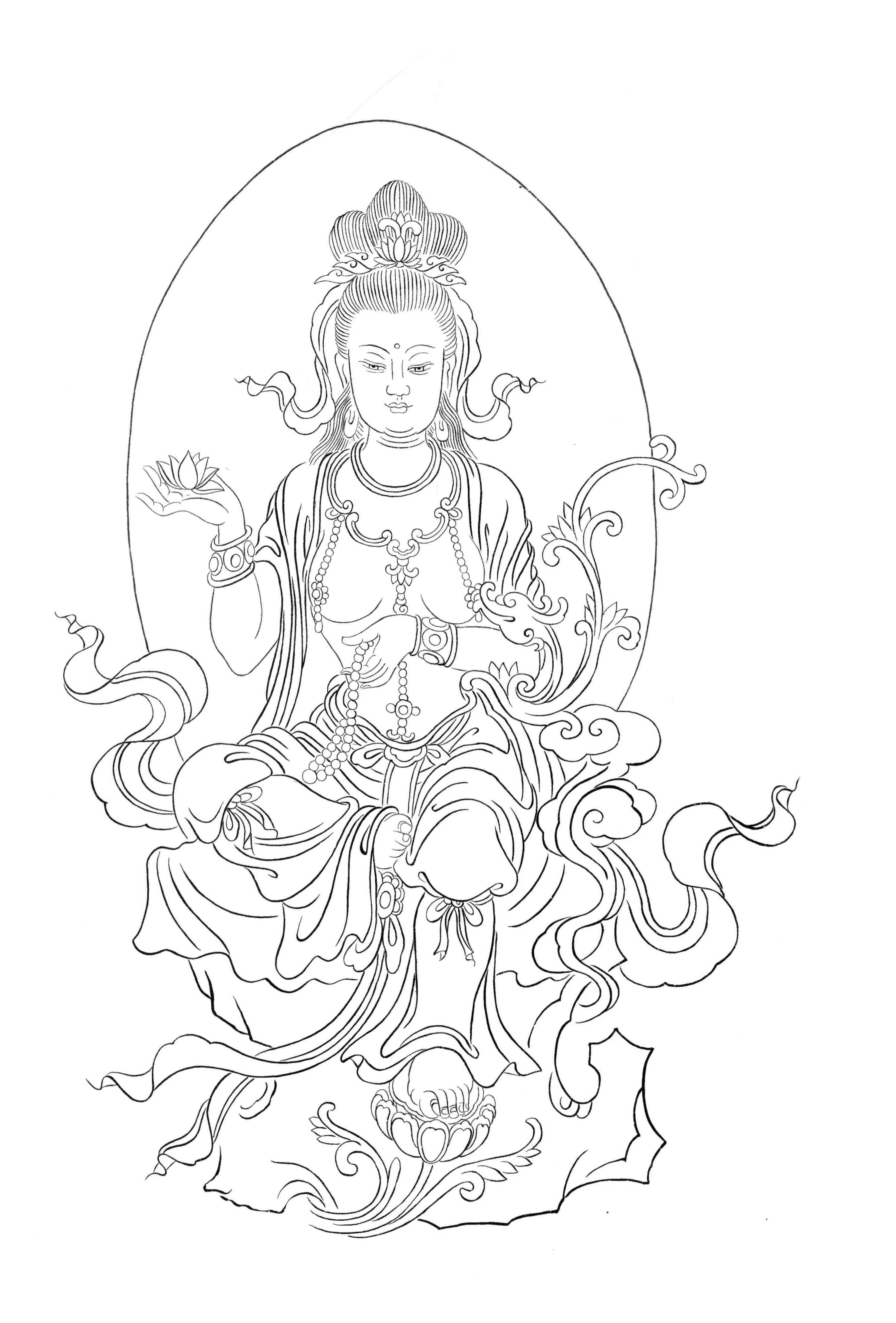 图谱神话人物工笔画白描,国画工笔人物白描图片大全大图