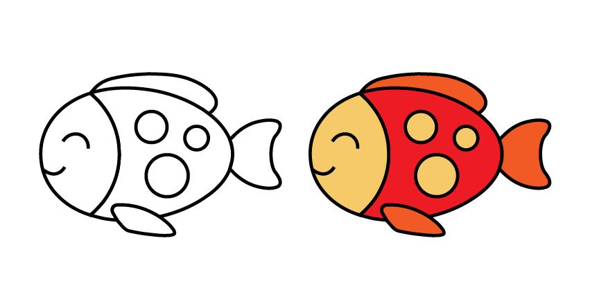 彩色的海底世界鱼简笔画图片大全,海底世界小鱼简笔画