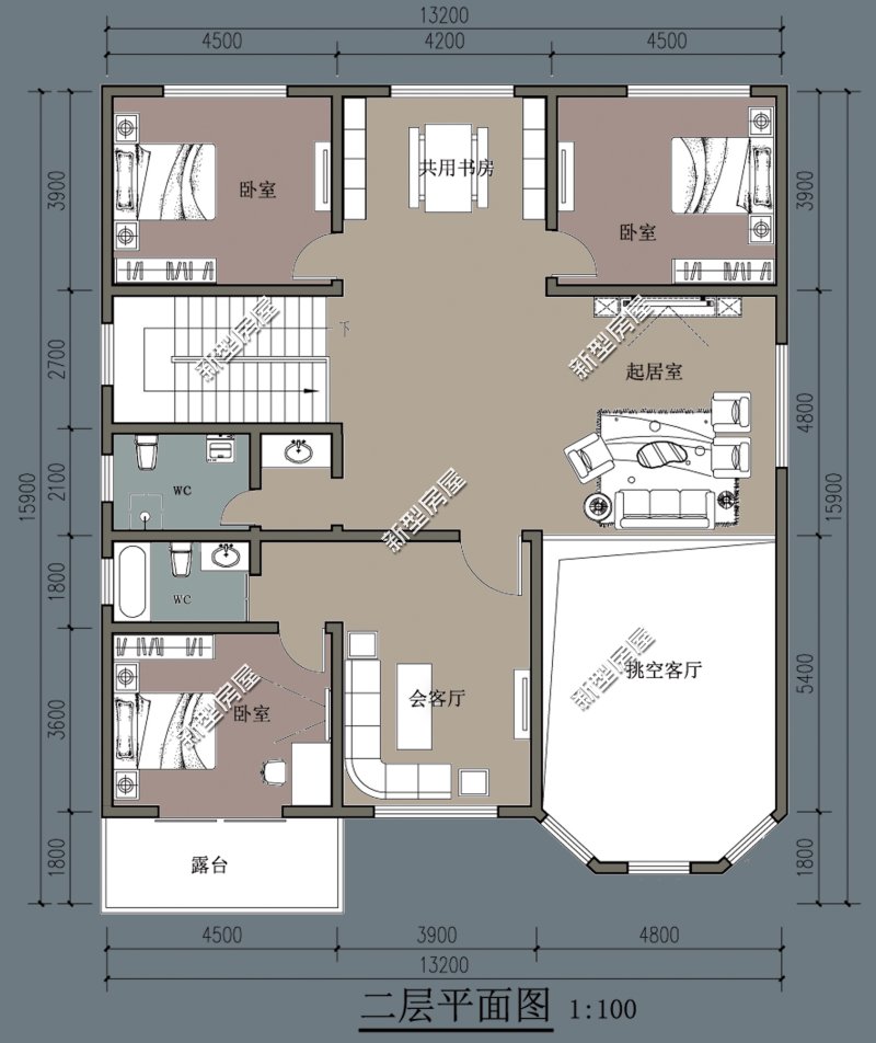 18米宽10米进深双拼两层别墅图纸,农村两层别墅怎么建