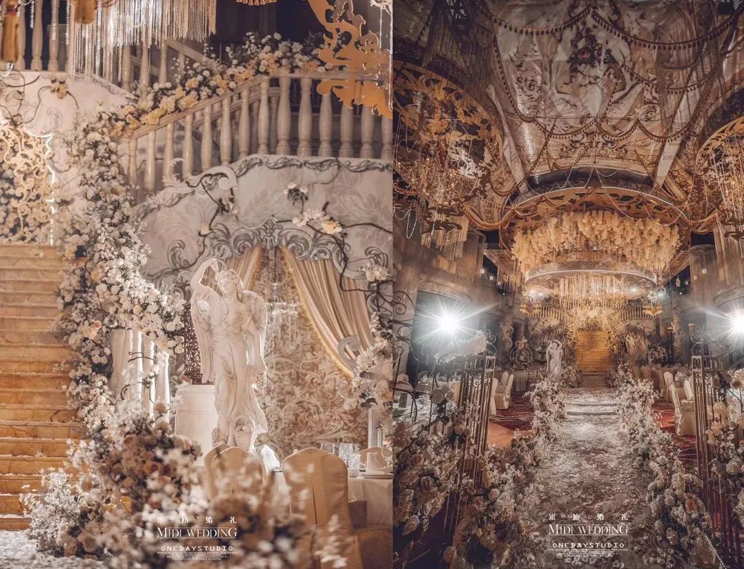 奢华的金色系欧式复古风婚礼,欧式宫廷风简约风婚礼