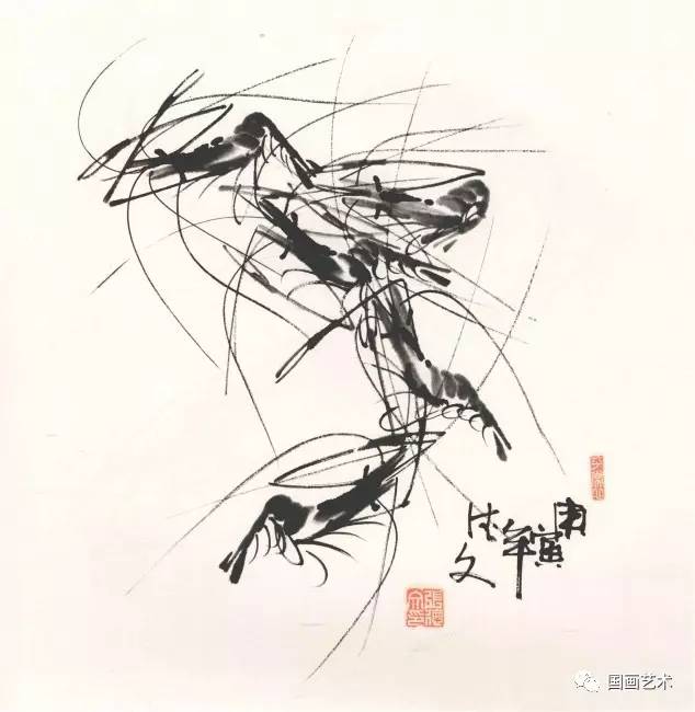 国画用胶矾水画虾技法,娄师白画虾技法视频