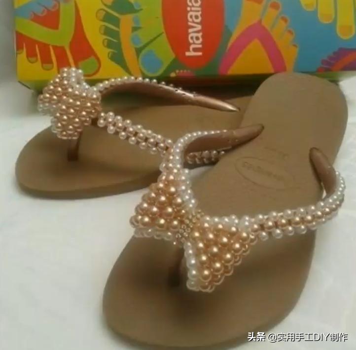 复古人字凉鞋串珠,手工串珠编织拖鞋