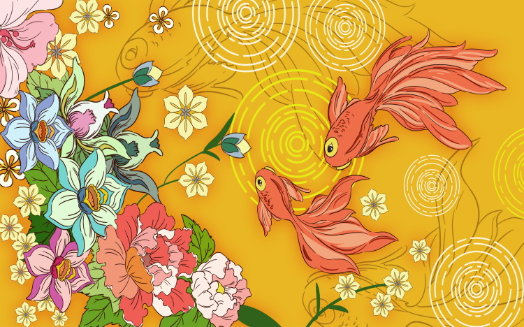 创意新中国风国潮故宫祥云仙白鹤电视背景墙海报展板PSD设计素材