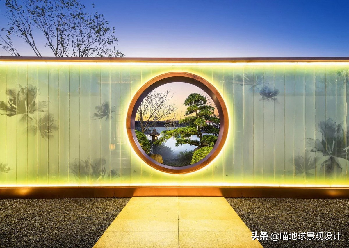 景墙圆形造型价格,简洁欧式庭院景观墙设计