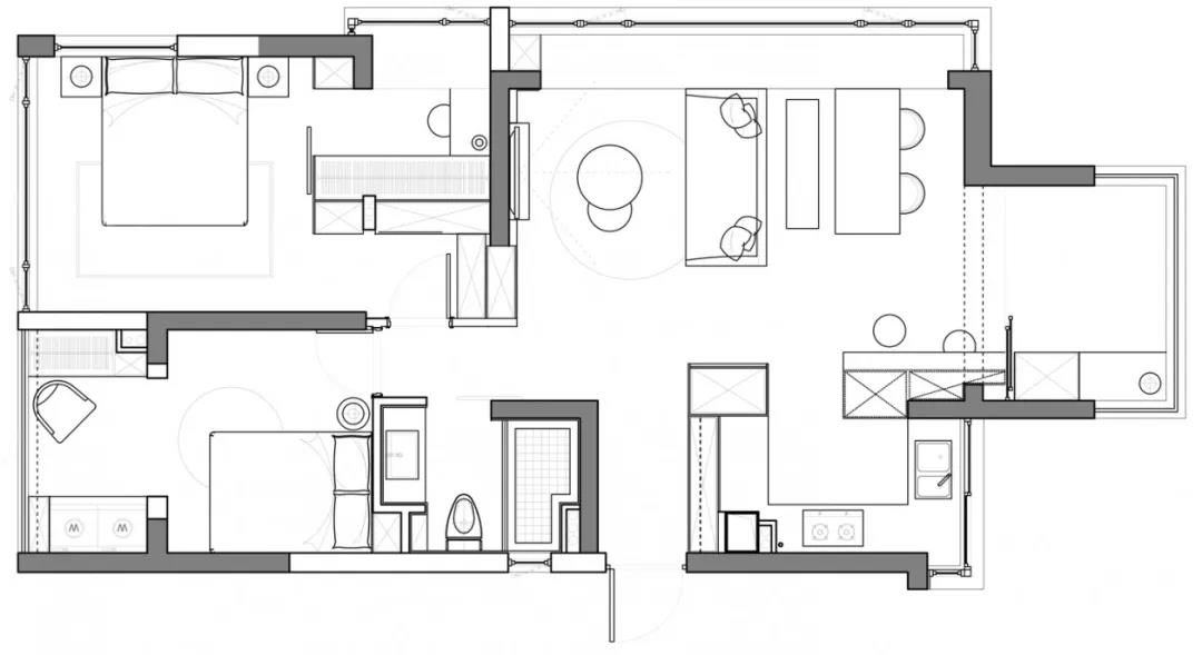 89㎡舒适两居，装修巧用「百叶窗+玻璃砖」，高级又通透
