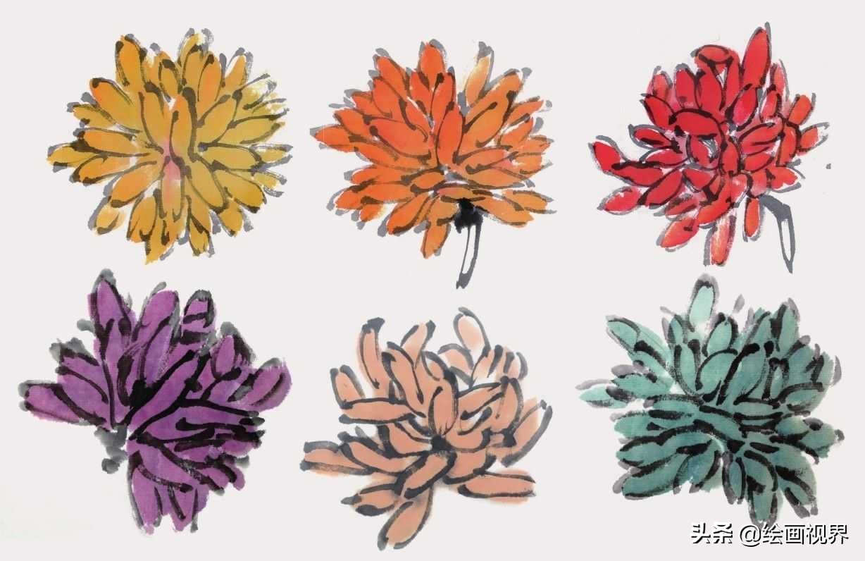 零基础国画（菊花）画法教程：学会这几点技法，几分钟画一朵菊花