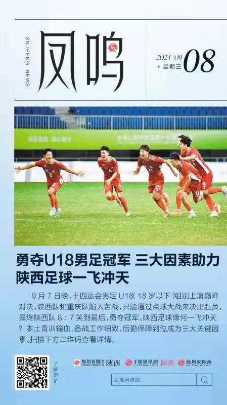 2017陕西全运队男足u20,陕西队夺冠