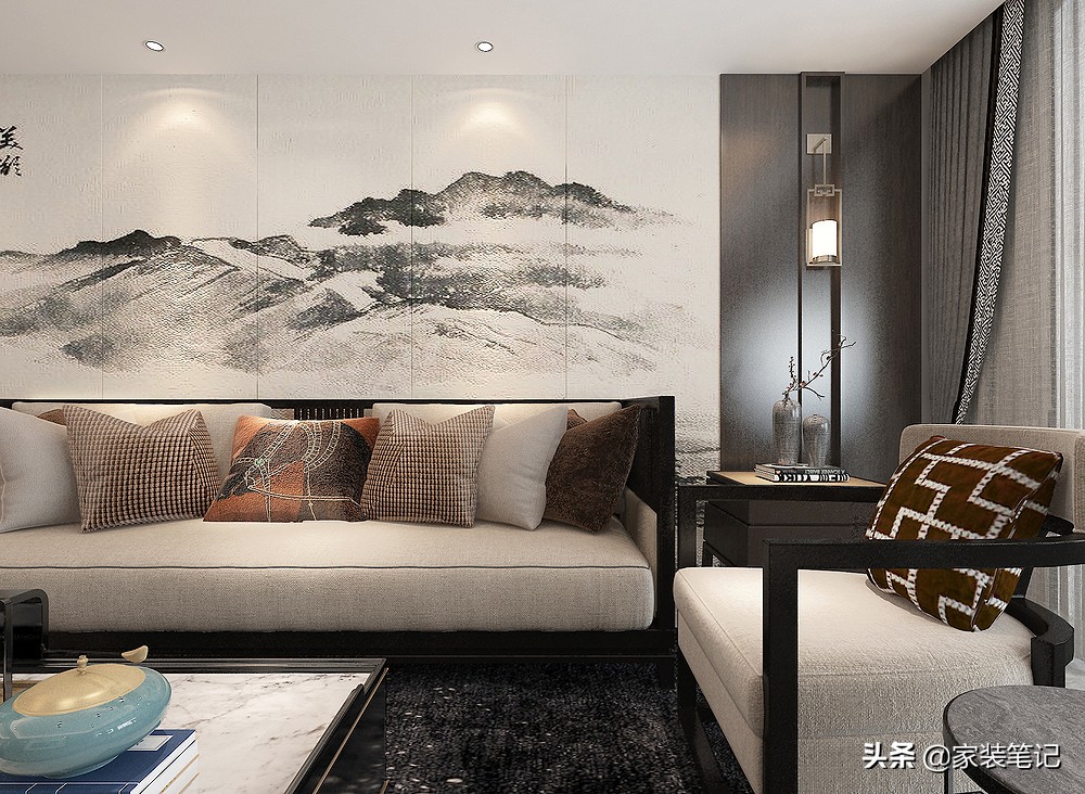 中式古典客厅阳台一体效果图,阳台装修设计中式设计