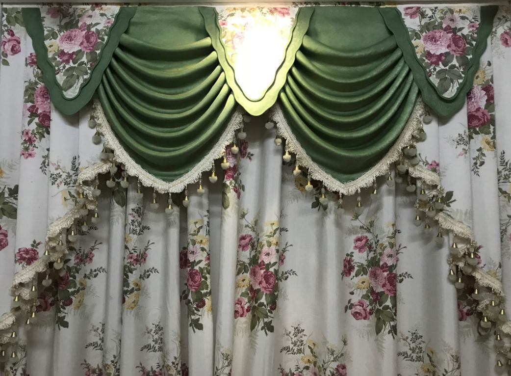 窗帘连体水波帘头制作视频,欧式风格窗帘平板水波帘头