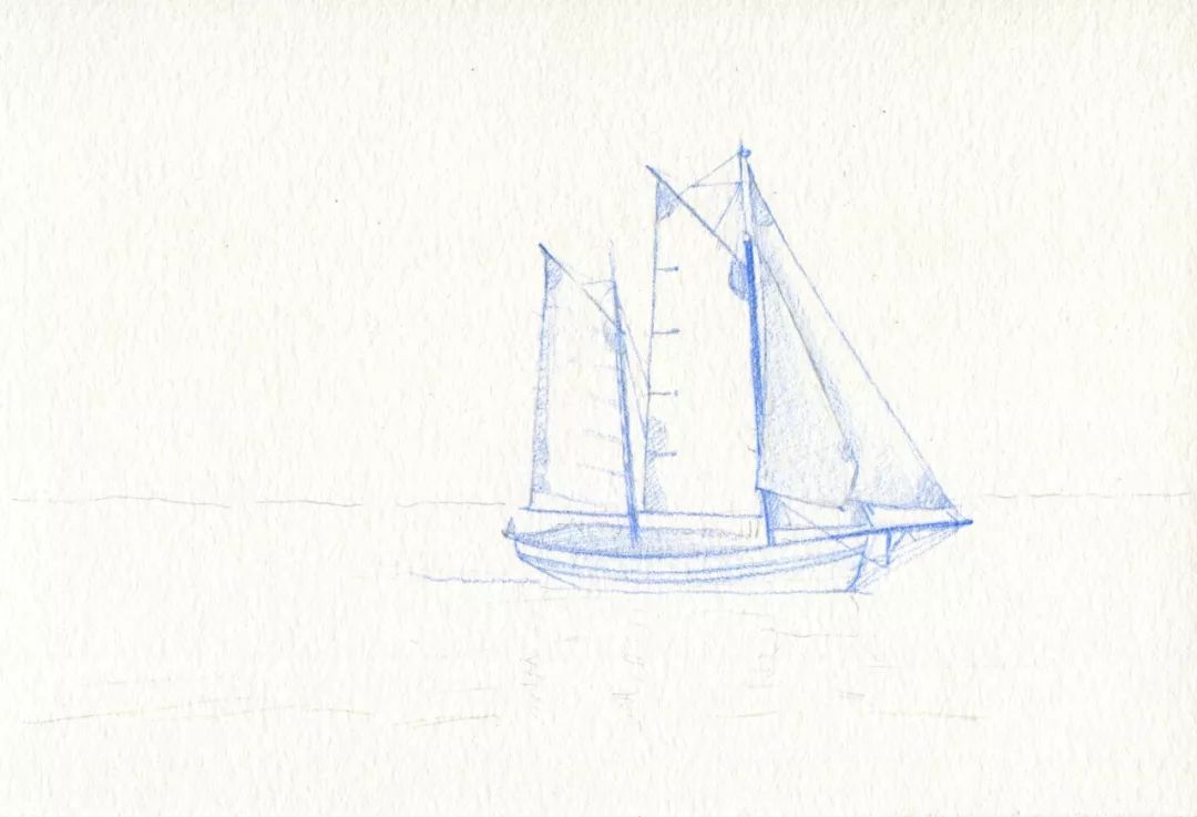 水彩教程来了，教你画海洋，天空和帆船