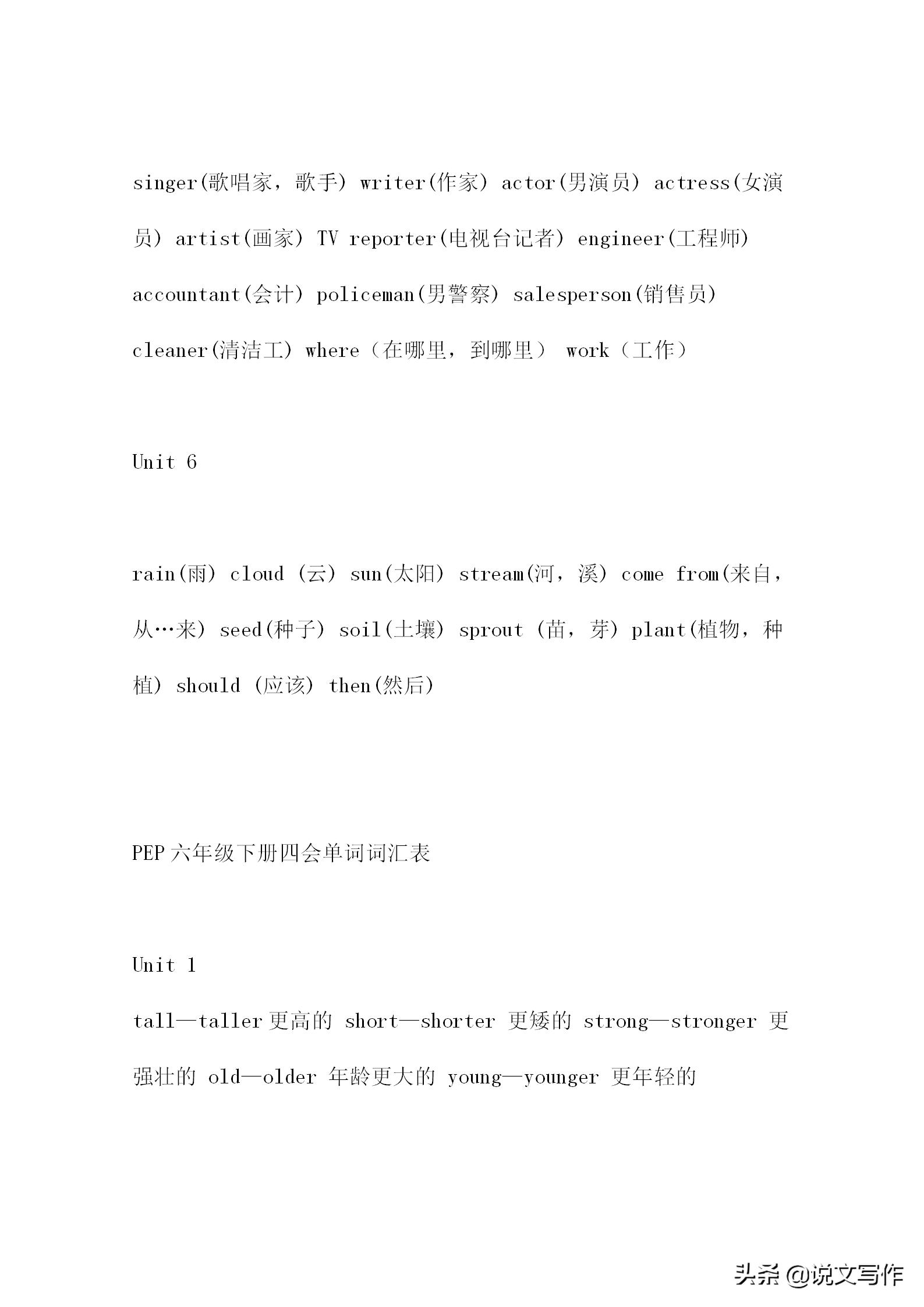 小学小升初必背英语单词,小学小升初必备英语单词