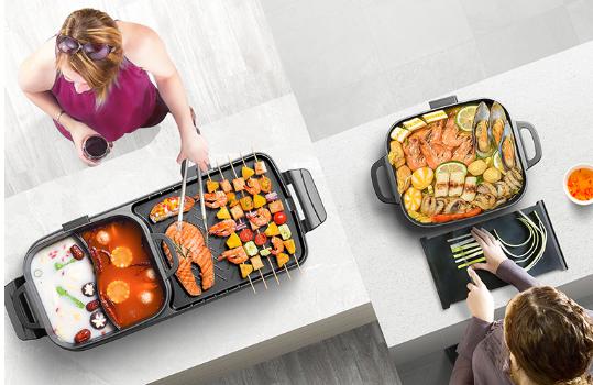 涮烤一体两大一小,涮烤一体锅涮多烤少