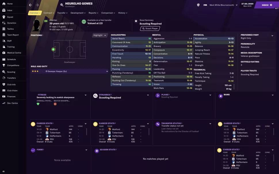 fm2021各位置最强球员排行,fm2021自由球员