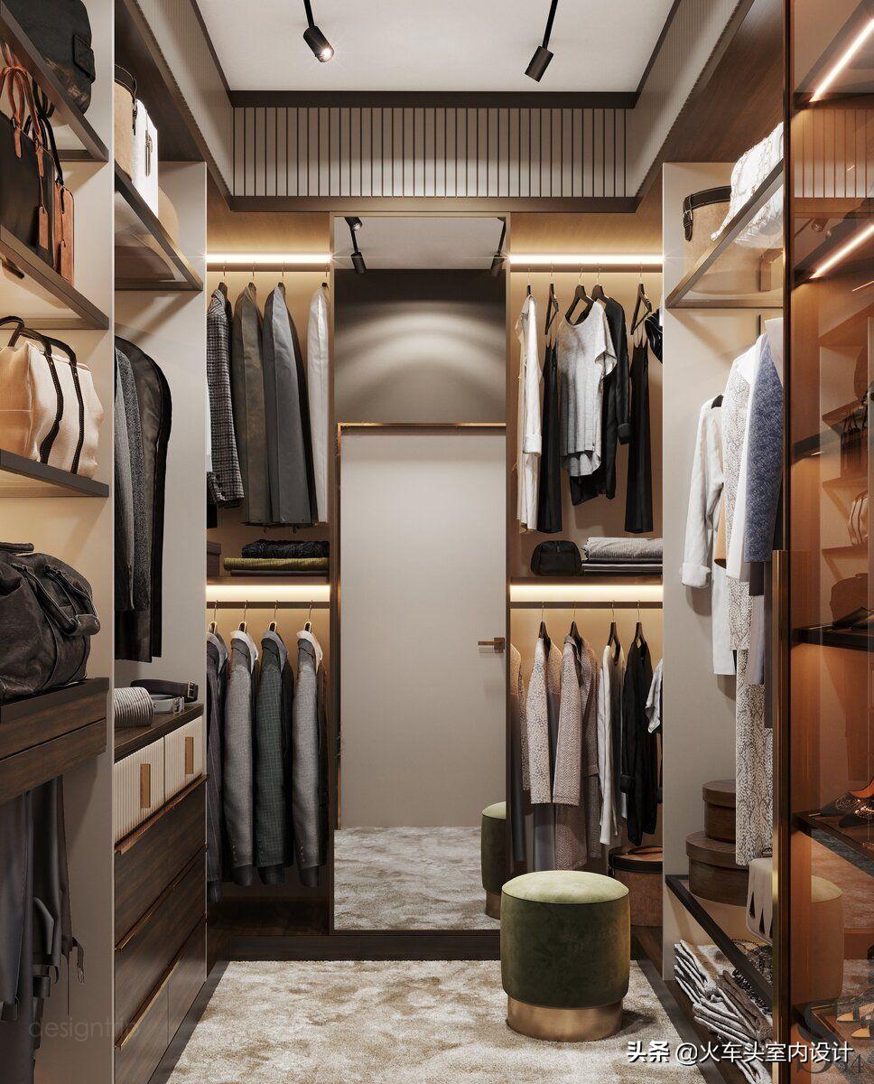 走入式衣帽间设计效果图轻奢风,轻奢简约大气衣帽间