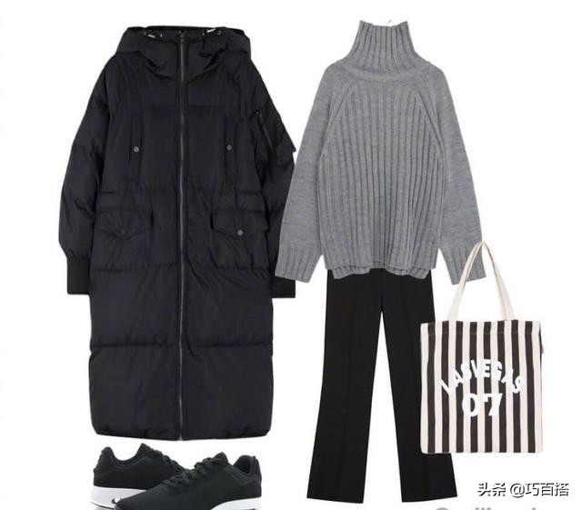 黑色长款棉服特别遮肉百搭又好看,简单气质款黑色棉服