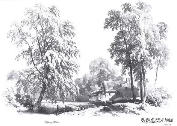 高清素描临摹风景图入门,素描画画教程7-12岁风景图