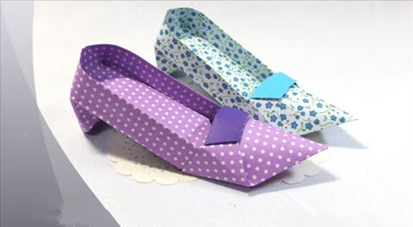 不用剪刀不用胶折纸做自行车,不用胶带不用胶水就能做出高跟鞋