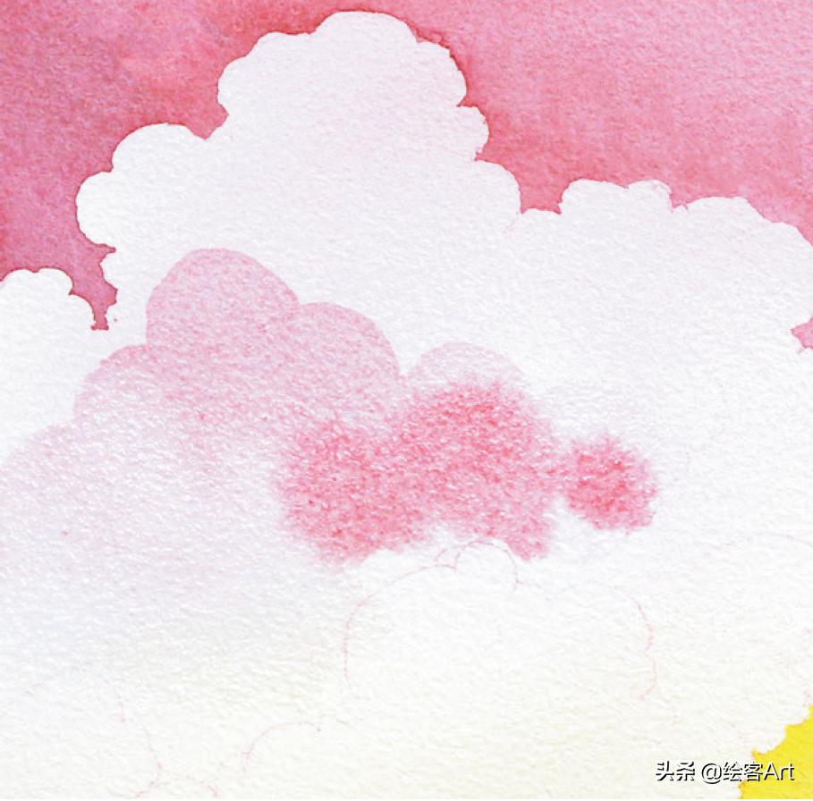 用水彩颜料画天空还有云朵,有手就能画的绘画