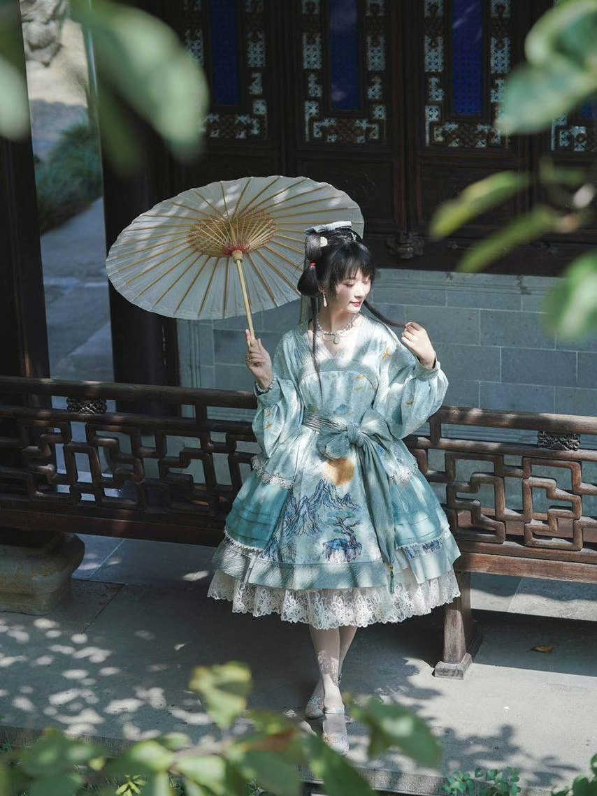 适合高个子的lo裙甜美风,lo裙中国风长裙