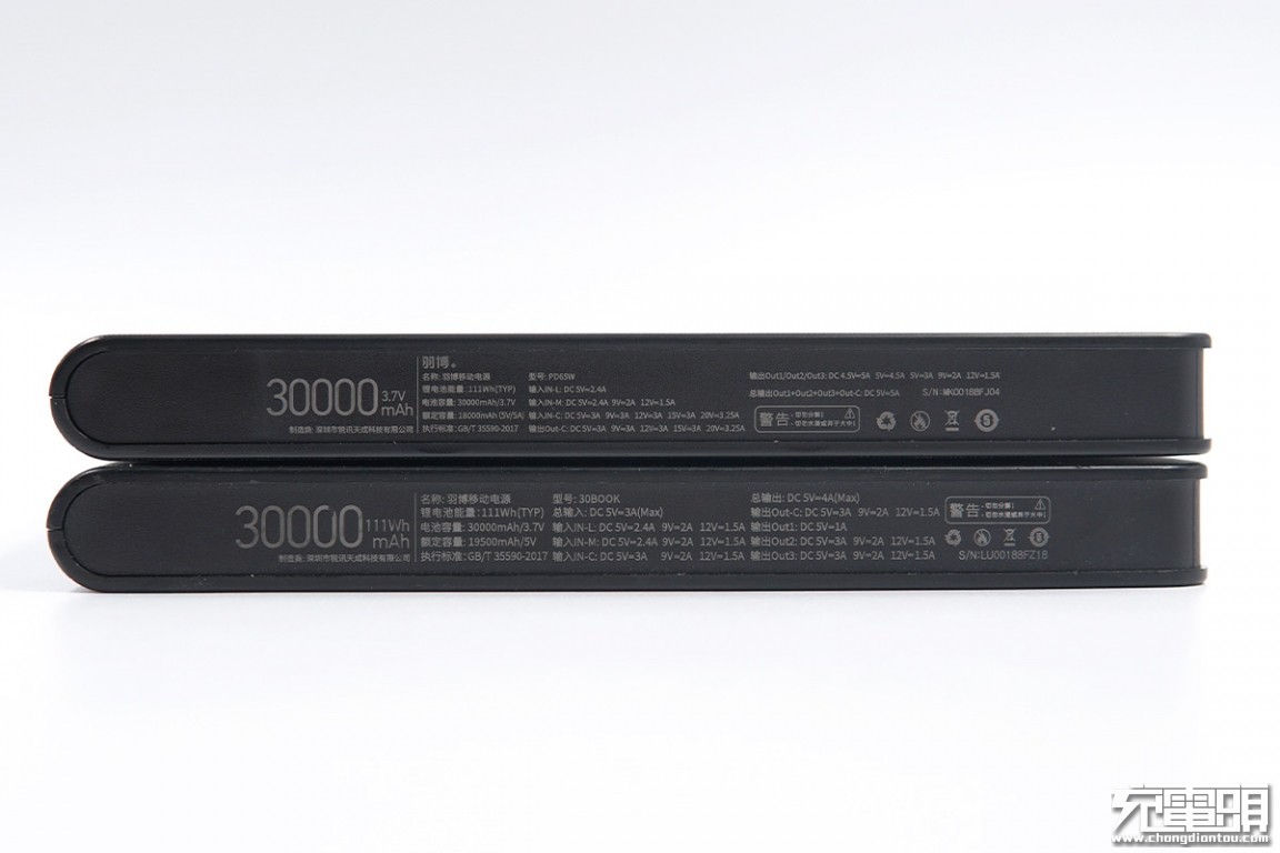羽博20000毫安充电宝自带线评测,羽博充电宝插电