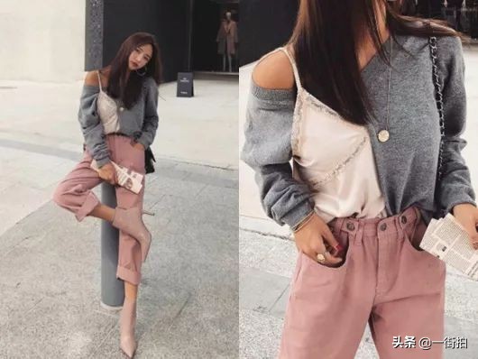 韩国懒汉风女针织衫,漂亮温柔的韩系小姐姐穿搭