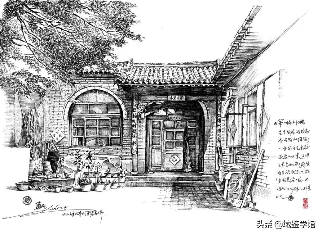 另类钢笔手绘,钢笔速写古建风景