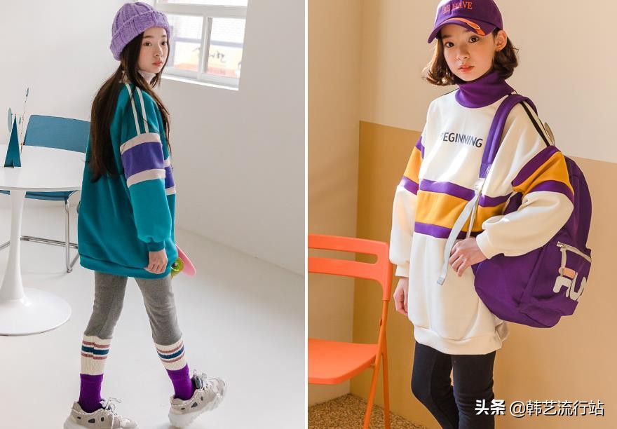 女童韩系风加绒连帽卫衣,2019秋女童流行卫衣