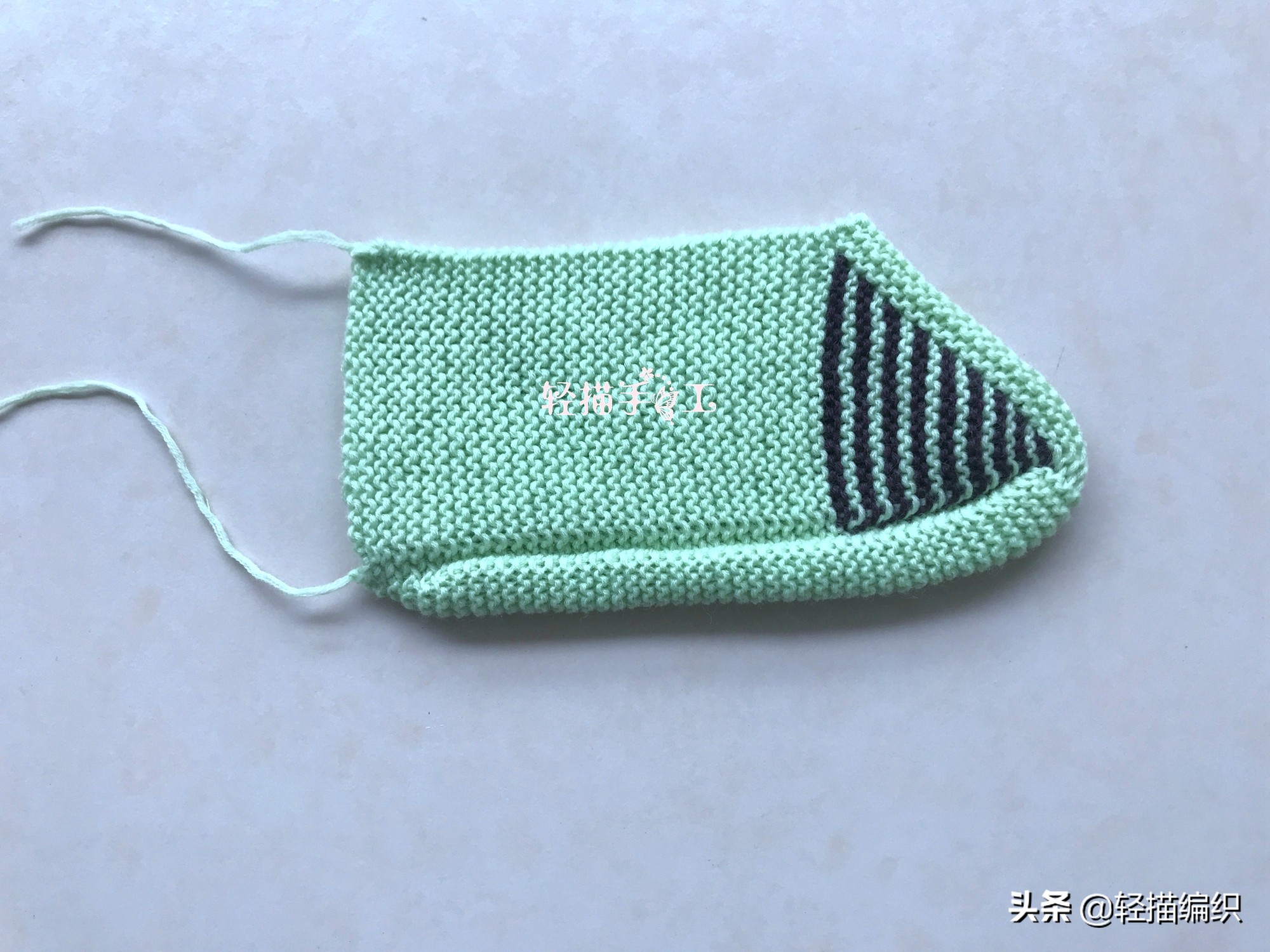 单条纹复古花样地板袜编织,新手一学就会织的地板袜