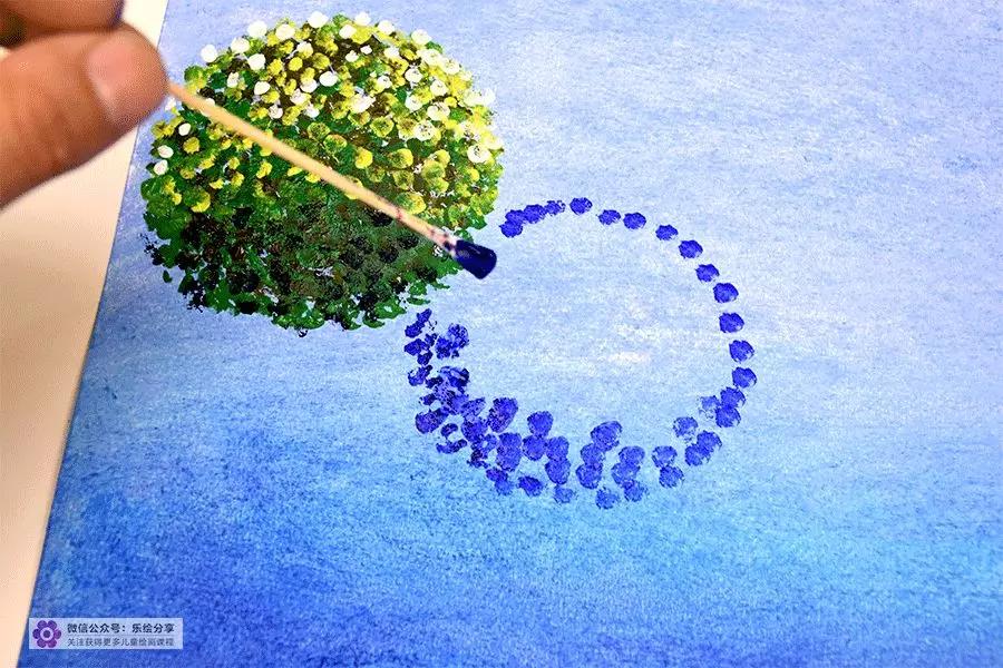 水粉点画法风景图片,水粉点画法风景