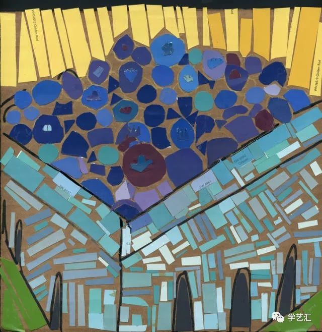 瓷砖拼贴马赛克效果图片大全,卡纸马赛克拼贴梵高向日葵画教程