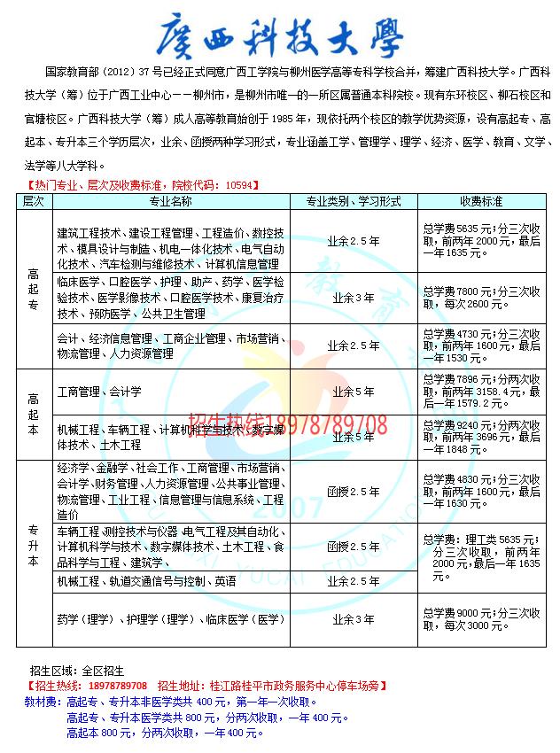 广西科技大学桂平函授站,桂平函授大专、本科、成人高等教育高考