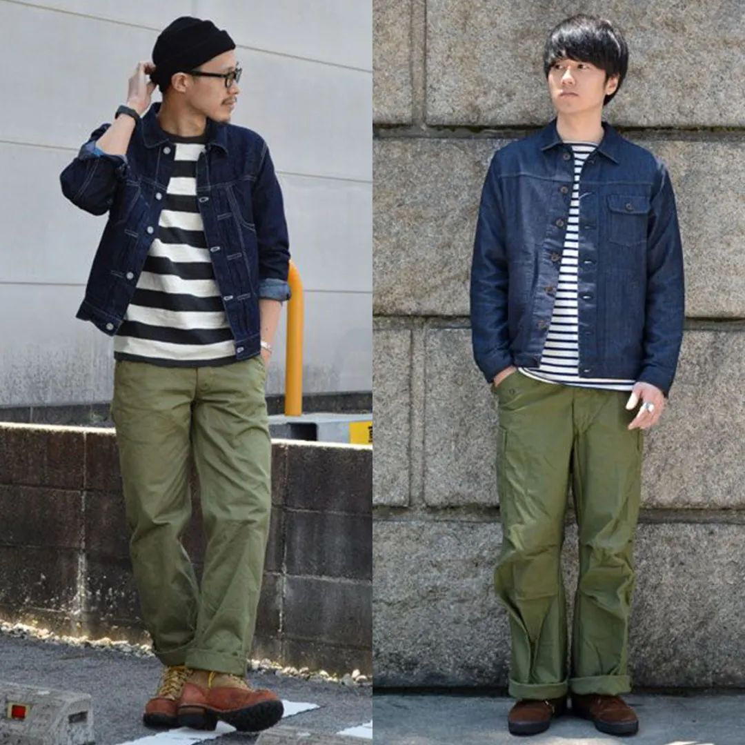 上衣宽松文艺款男装搭配,潮流竖条纹外套男装搭配