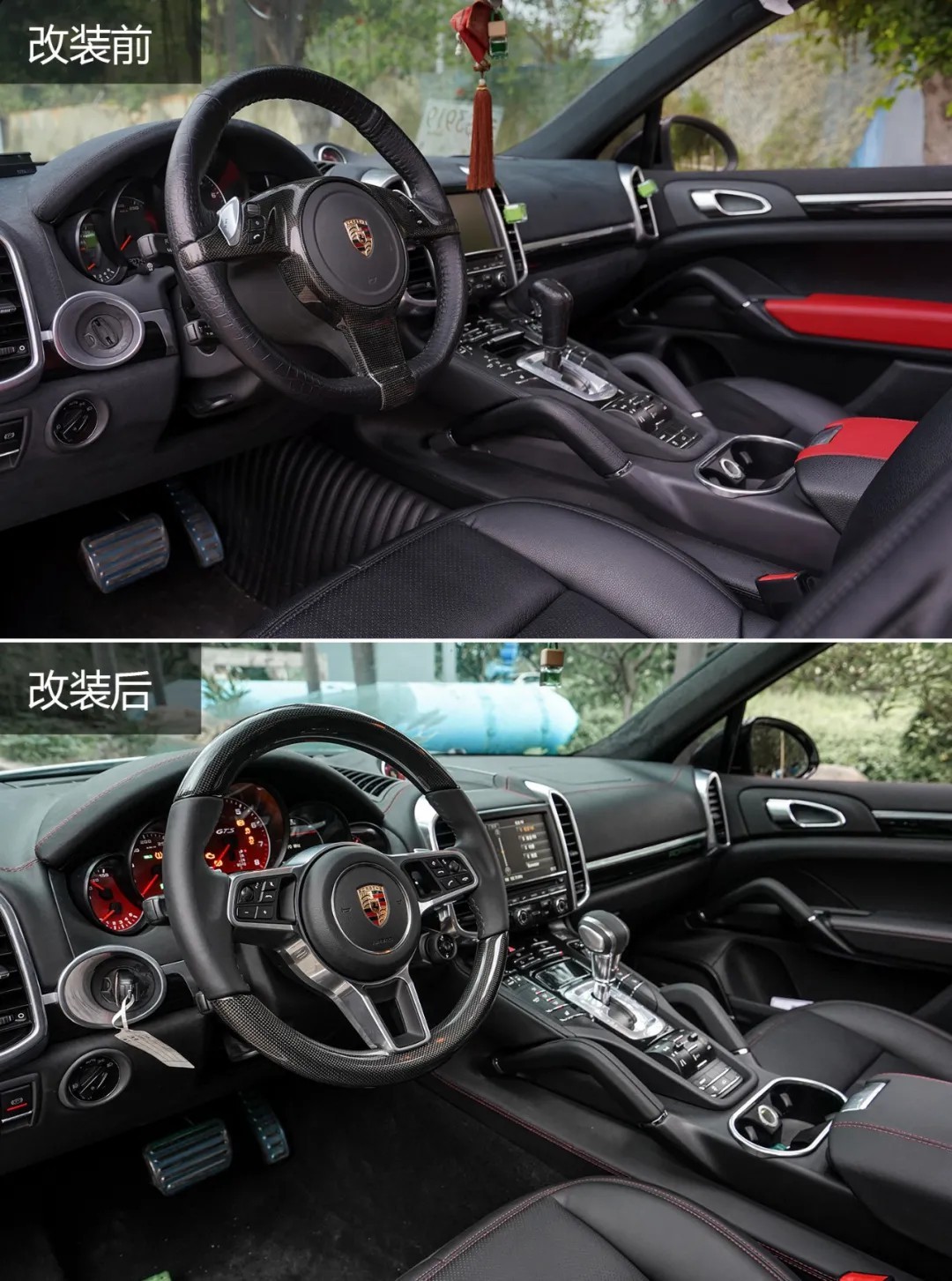 13年卡宴翻新后黑色外观,13年保时捷卡宴翻新