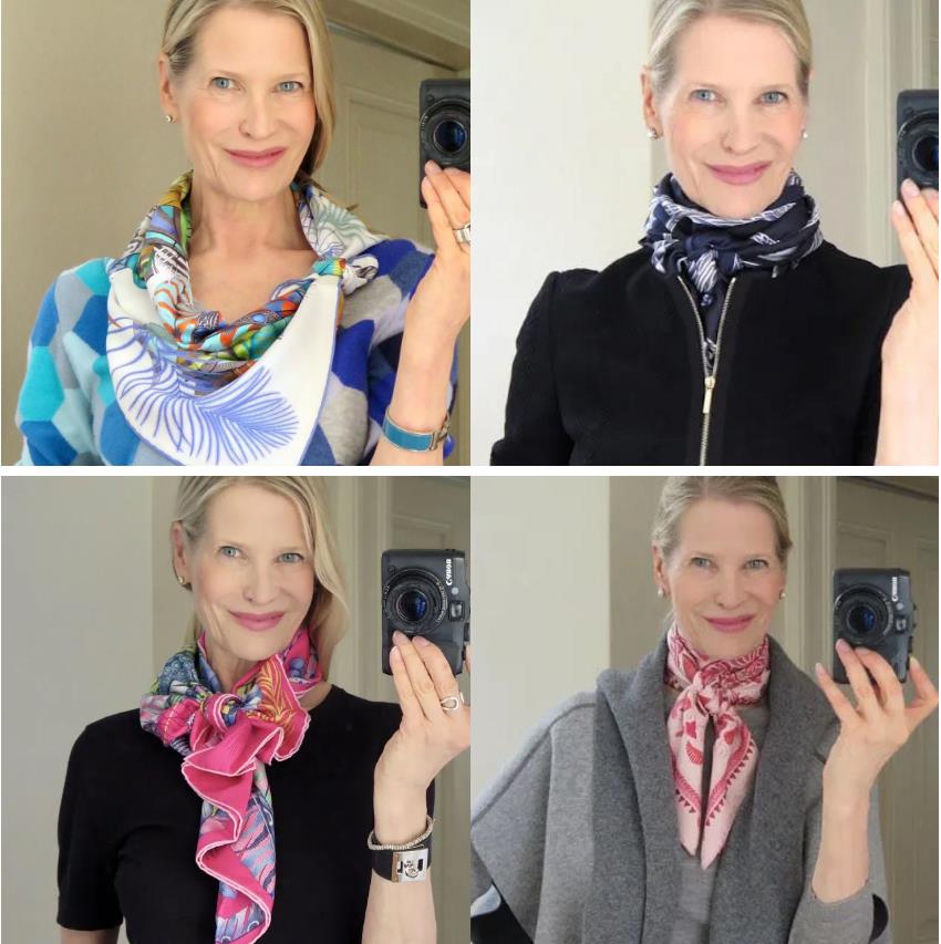 简单到一学就会的丝巾搭配,时尚博主丝巾搭配