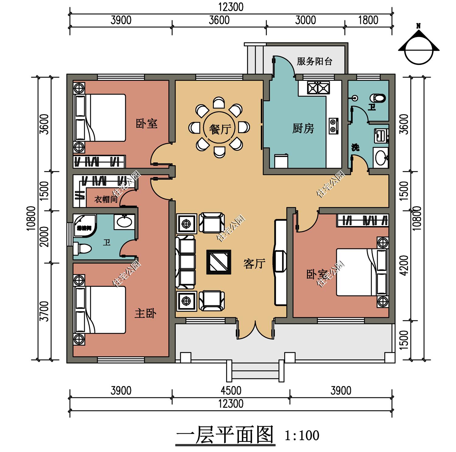 农村养老一层小别墅图纸,农村一层养老别墅自建房设计