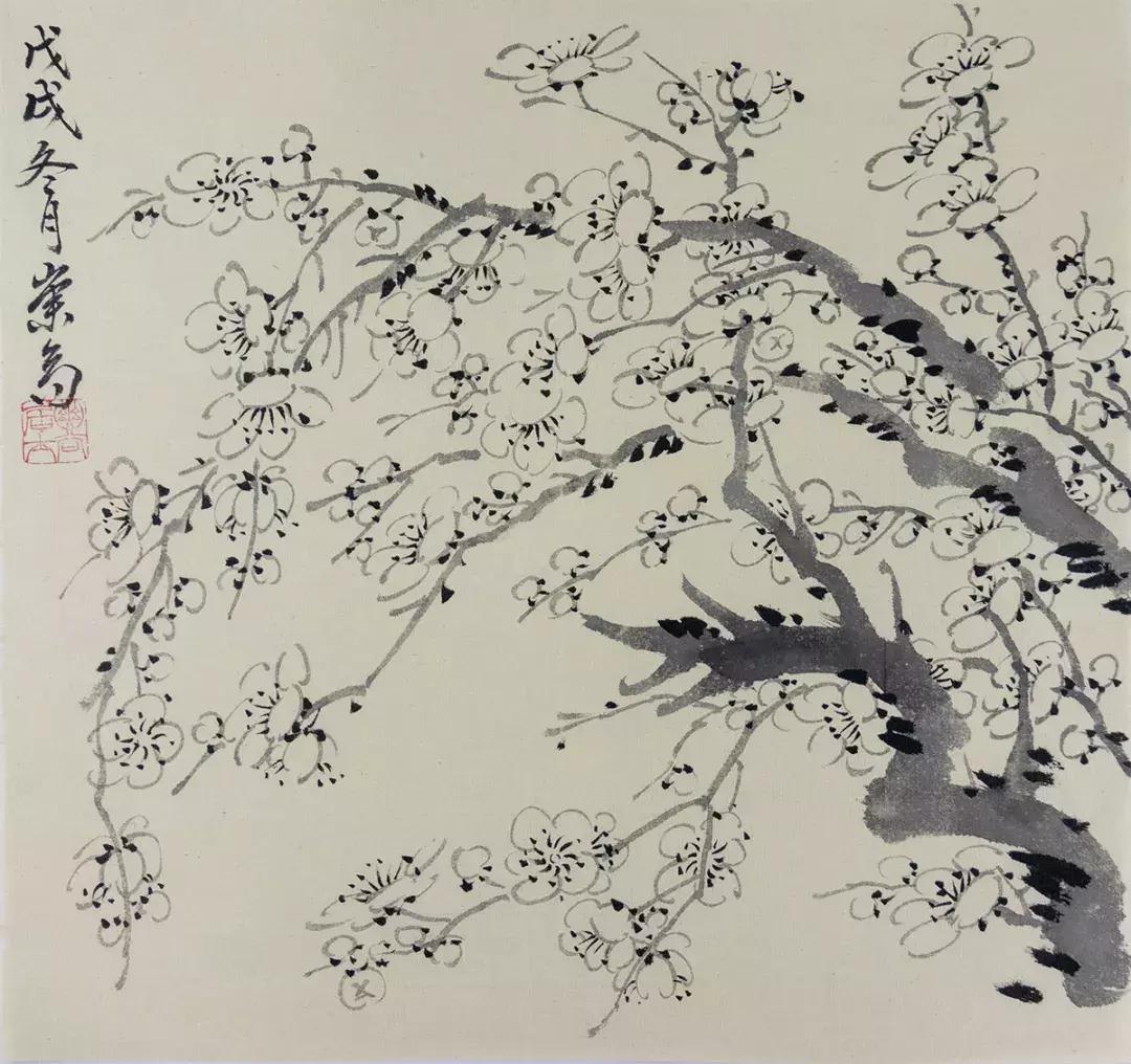 梅兰竹菊国画中的山石画法,梅兰竹菊国画写意教学视频