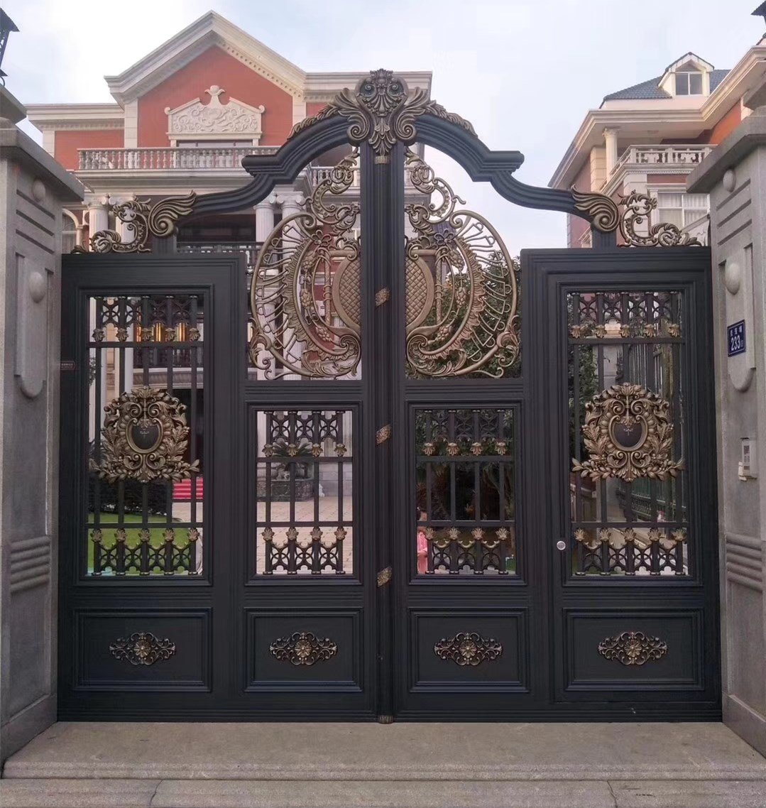 双开铝艺大门安装,双开铝艺大门