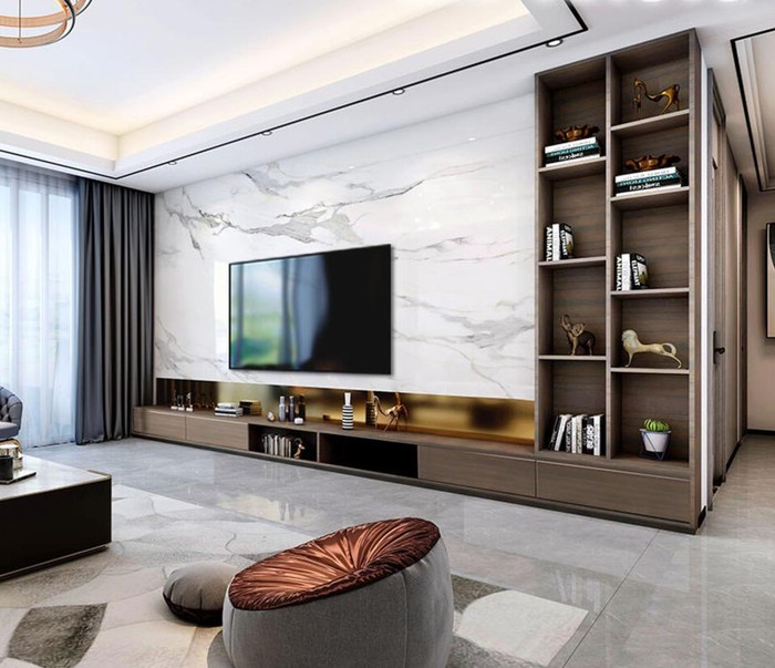 看到价格又犹豫了很久,仿大理石壁布背景墙价格