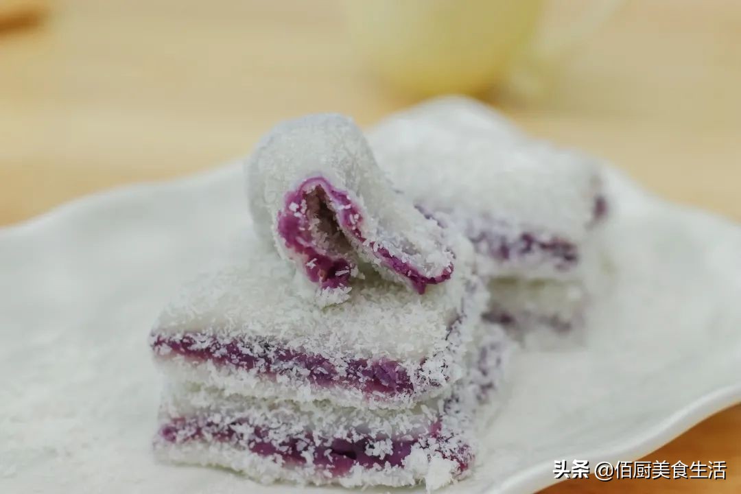 紫薯三角糯米糕,紫薯糯米粉发糕