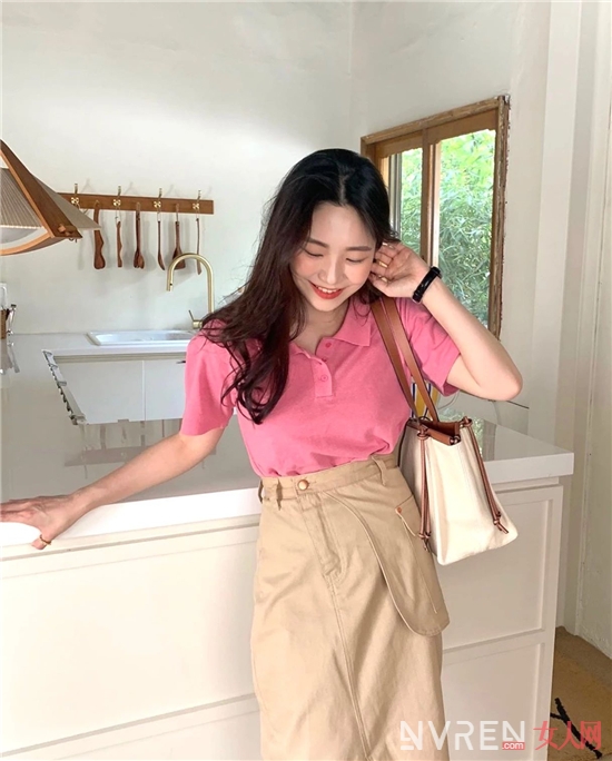 2022新款夏季潮流polo衫,洋气时髦polo衫女黄色